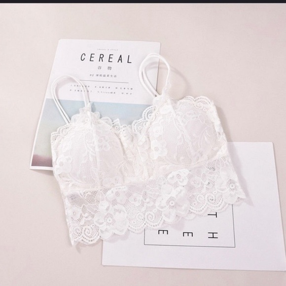 White lace padded bralette crop top S/M - Picture 5 of 8